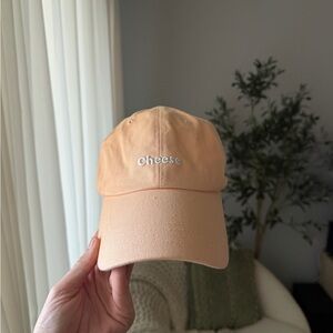 Peach Cap with Embroidered Text